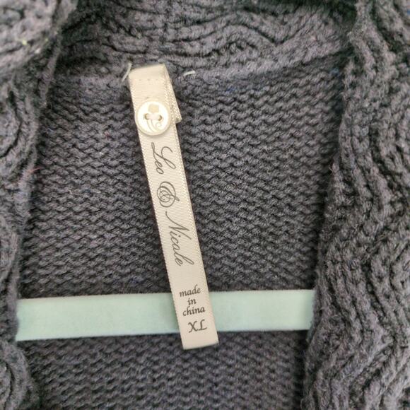 Leo & Nicole Women's XL Black Knit Long Open Cardigan Sweater, Lagenlook Goth - Picture 4 of 6